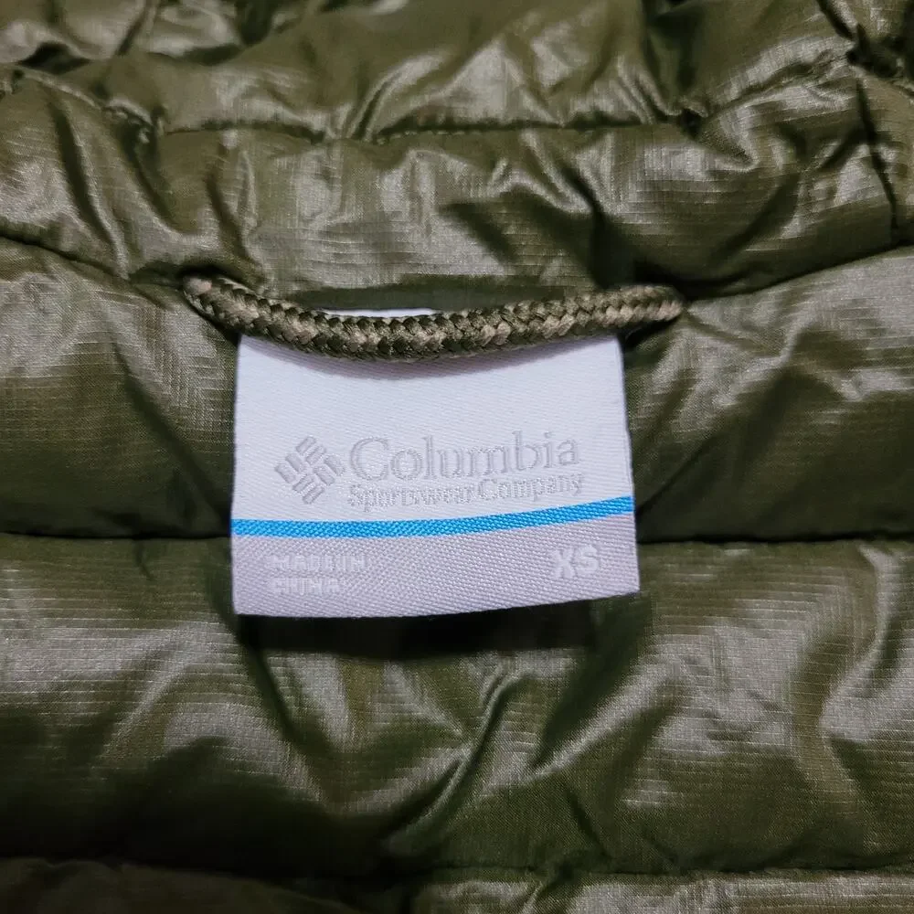 Columbia Hooded Puffer Jacket Parka Womens XS Green Long Quilted - Picture 9 of 10
